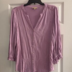 Democracy Lavender Button-Up Blouse